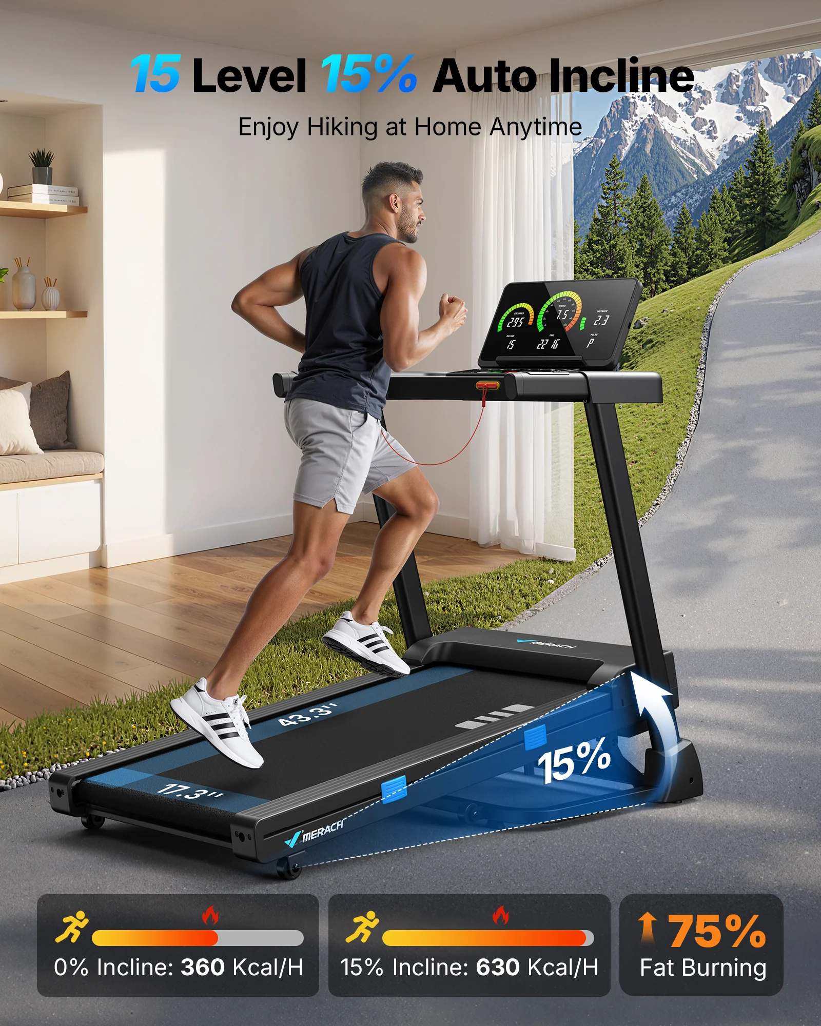 T12 Foldable Treadmill Pro with 15% Auto Incline - Image 2